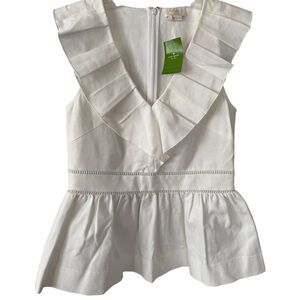 Kate Spade White Ruffle Blouse Sz 8 NWT